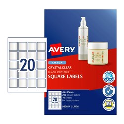 Avery L7273 Square Labels Clear 45x45 Pack of 100